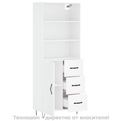 Висок шкаф, бял, 69,5x34x180 см, инженерно дърво