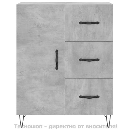 Висок шкаф, бетонно сив, 69,5x34x180 см, инженерно дърво