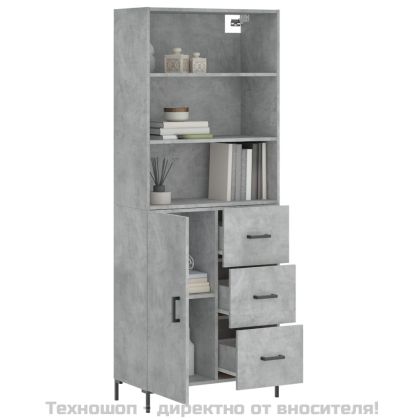 Висок шкаф, бетонно сив, 69,5x34x180 см, инженерно дърво
