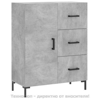 Висок шкаф, бетонно сив, 69,5x34x180 см, инженерно дърво