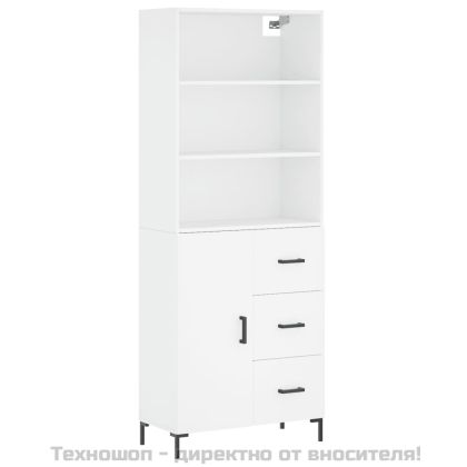 Висок шкаф, бял, 69,5x34x180 см, инженерно дърво