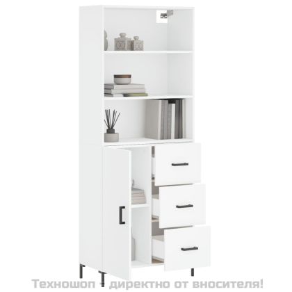 Висок шкаф, бял, 69,5x34x180 см, инженерно дърво