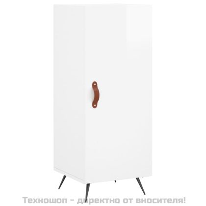 Висок шкаф, бял гланц, 34,5x34x180 см, инженерно дърво