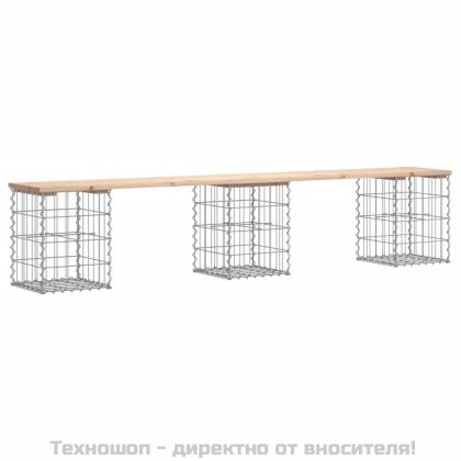 Градинска пейка габионен дизайн 203x31x42 см борово дърво масив