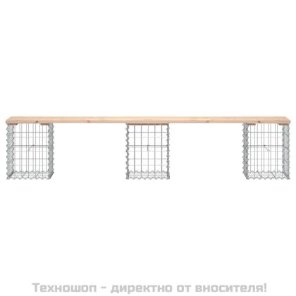 Градинска пейка габионен дизайн 203x31x42 см борово дърво масив
