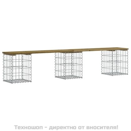 Градинска пейка габионен дизайн 203x31x42 см импрегниран бор