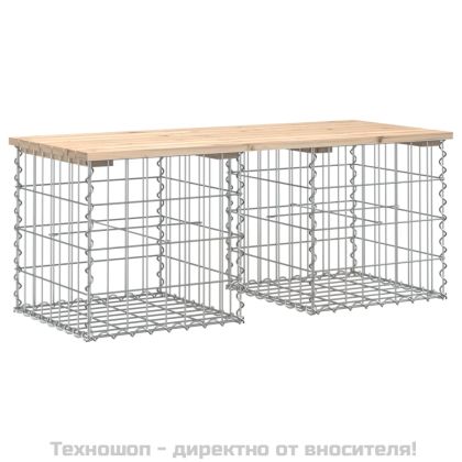 Градинска пейка габионен дизайн 103x44x42 см борово дърво масив