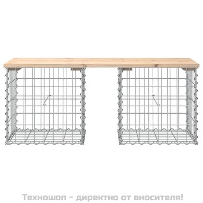 Градинска пейка габионен дизайн 103x44x42 см борово дърво масив