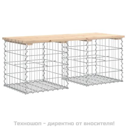 Градинска пейка габионен дизайн 103x44x42 см борово дърво масив