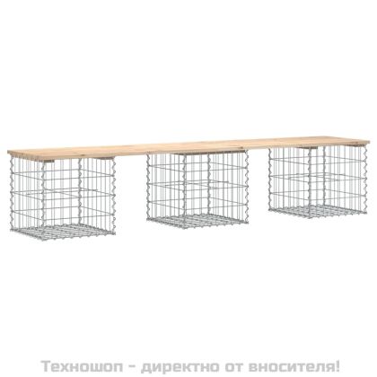 Градинска пейка габионен дизайн 203x44x42 см борово дърво масив