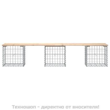 Градинска пейка габионен дизайн 203x44x42 см борово дърво масив