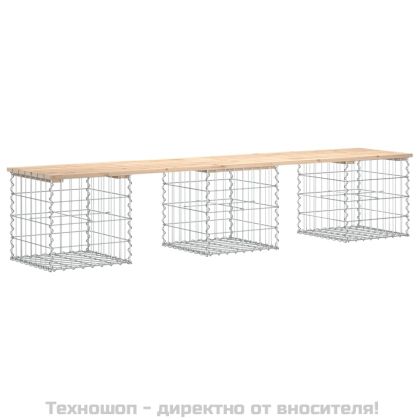 Градинска пейка габионен дизайн 203x44x42 см борово дърво масив