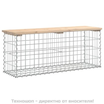 Градинска пейка дизайн габион 103x31,5x42 см борово дърво масив