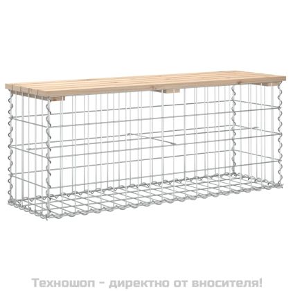 Градинска пейка дизайн габион 103x31,5x42 см борово дърво масив