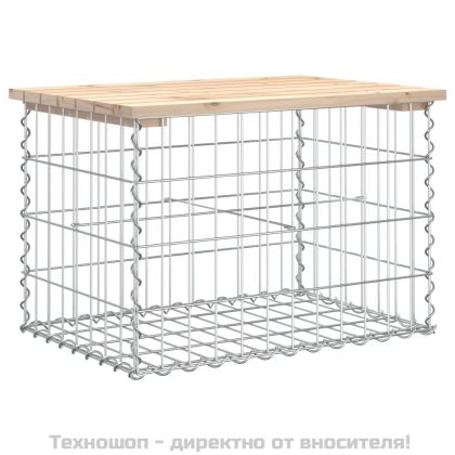 Градинска пейка габионен дизайн 63x44x42 см борово дърво масив