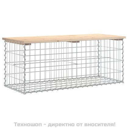 Градинска пейка габионен дизайн 103x44x42 см борово дърво масив