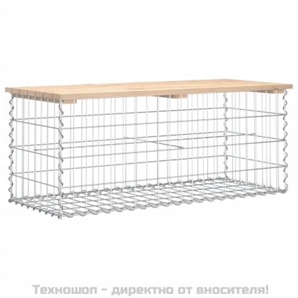 Градинска пейка габионен дизайн 103x44x42 см борово дърво масив
