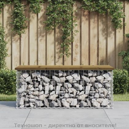 Градинска пейка габионен дизайн 103x44x42 см импрегниран бор