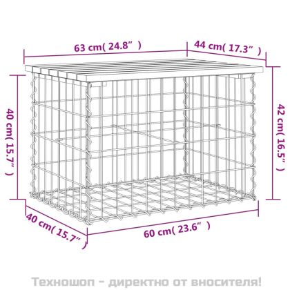 Градинска пейка дизайн габион 63x44x42 см дугласко дърво масив