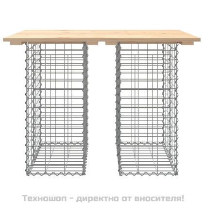 Градинска маса, дизайн от габион, 100x70x72 см, масивна дървесина, бор