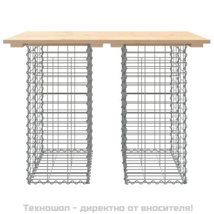 Градинска маса, дизайн от габион, 100x70x72 см, масивна дървесина, бор