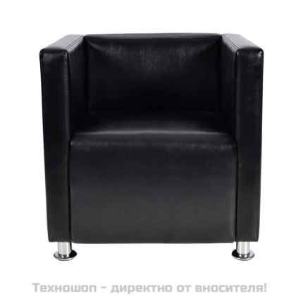 Фотьойл с кубична форма, черен, изкуствена кожа