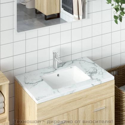 Мивка за баня, бяла, 46,5x35x18 см, правоъгълна, керамика
