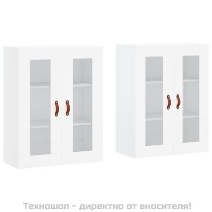 Стенни шкафове, 2 бр, бели, инженерно дърво