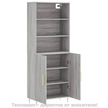 Висок шкаф, сив сонома, 69,5x34x180 см, инженерно дърво