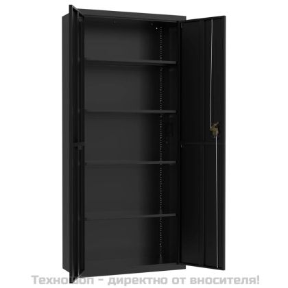 Шкаф за папки черен 90x40x200 см стомана