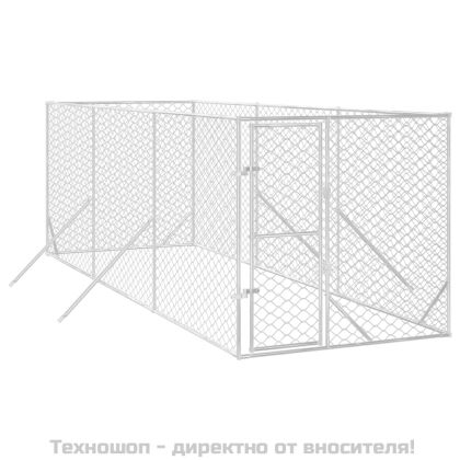 Външна клетка за куче сребриста 2x6x2 м поцинкована стомана