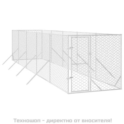 Външна клетка за куче сребриста 2x10x2 м поцинкована стомана