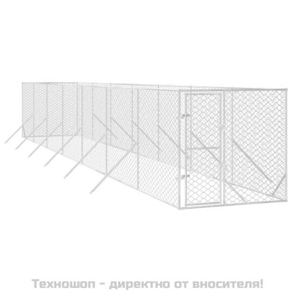Външна клетка за куче сребриста 2x14x2 м поцинкована стомана