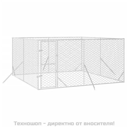Външна клетка за куче сребриста 4x4x2 м поцинкована стомана