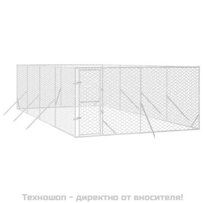 Външна клетка за куче сребриста 4x8x2 м поцинкована стомана
