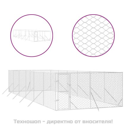 Външна клетка за куче сребриста 4x12x2 м поцинкована стомана