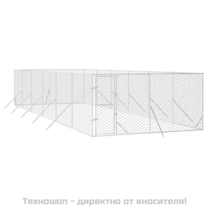 Външна клетка за куче сребриста 4x12x2 м поцинкована стомана