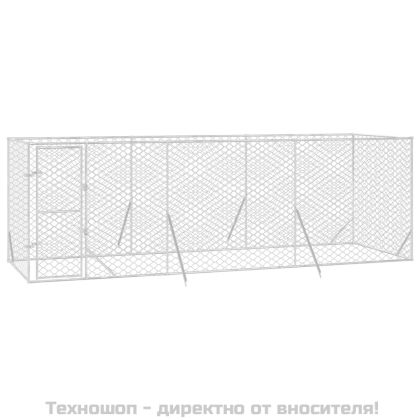 Външна клетка за куче сребриста 6x2x2 м поцинкована стомана