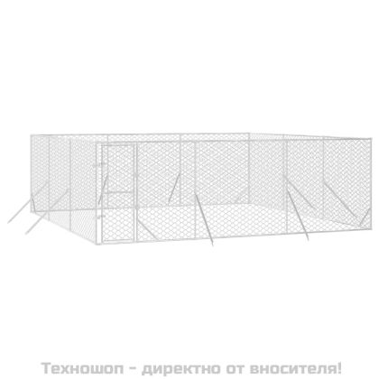 Външна клетка за куче сребриста 6x6x2 м поцинкована стомана