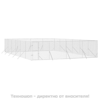 Външна клетка за куче сребриста 8x12x2 м поцинкована стомана
