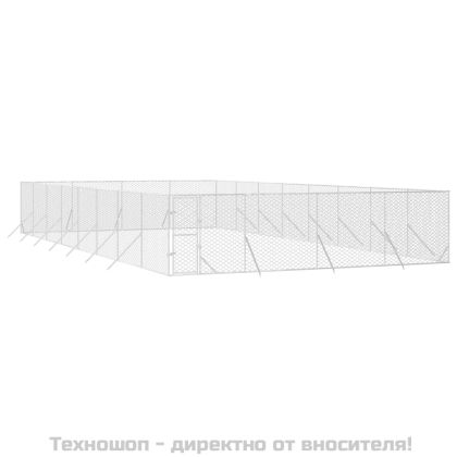 Външна клетка за куче сребриста 8x16x2 м поцинкована стомана