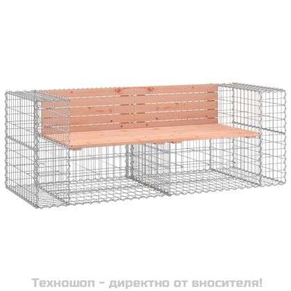 Градинска пейка габион 184x71x65,5 см дугласко дърво масив