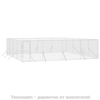 Външна клетка за куче сребриста 8x8x2 м поцинкована стомана