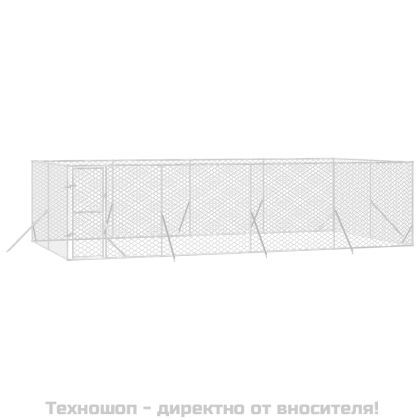 Външна клетка за куче сребриста 8x4x2 м поцинкована стомана