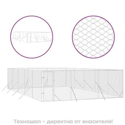 Външна клетка за куче сребриста 6x10x2 м поцинкована стомана