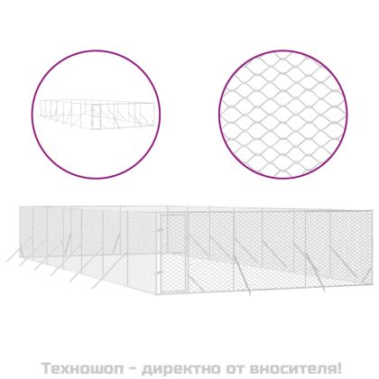 Външна клетка за куче сребриста 6x14x2 м поцинкована стомана