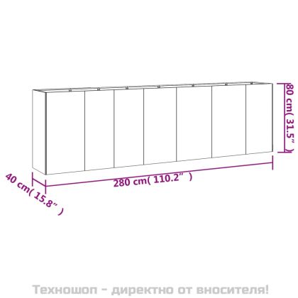 Градинска повдигната леха 280x40x80 см кортенова стомана