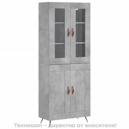 Висок шкаф, бетонно сив, 69,5x34x180 см, инженерно дърво