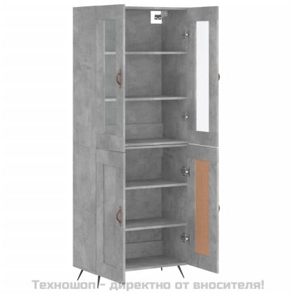 Висок шкаф, бетонно сив, 69,5x34x180 см, инженерно дърво