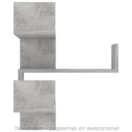 Стенен ъглов рафт, бетонно сив, 40x40x50 см, инженерно дърво